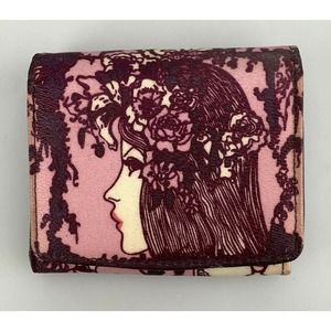 Ipa-Nima Wallet Small Purple Coated Canvas Leather Lined Signature Girl Print
